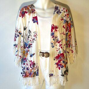 Giddy Up Glamour SZM Floral Kimono Boho Chic Cover up Artsy Vacation 70's Umgee